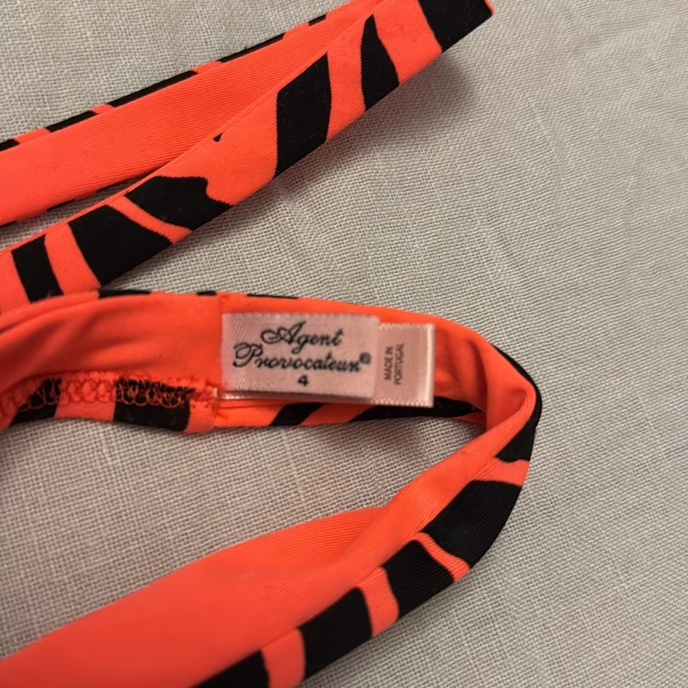 Agent provocateur Tori coral and black zebra bikini bottoms sz 4 $120 - Picture 6 of 7